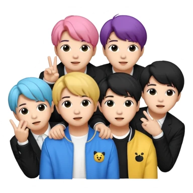 Puedes crear unos emoticonos de la banda de kpop BTS, su logo, el logo de su fandom, y a ellos sticker