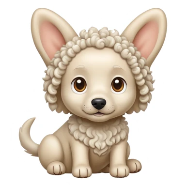 Curly-haired big-eared white dog sticker