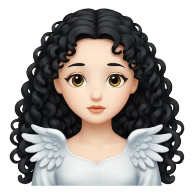 Gentle angel with long black curls and cloud background sticker