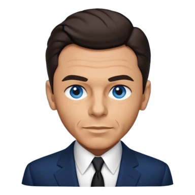 Frank Sinatra with blue eyes, dark brown hair, navy blue outfit sticker