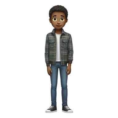 A boy kid that is skinny and wearing plad jacket  sticker