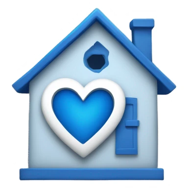 Words "one click home" with blue heart sticker