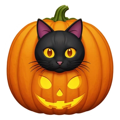 Black cat inside pumpkin sticker