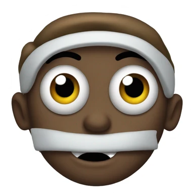 big eyes straight mouth sticker