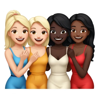 Four female friends, two are Latin one is black and one is white  sticker