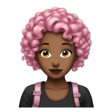 girl with pink curly hair and smoky black eyeshadow sticker