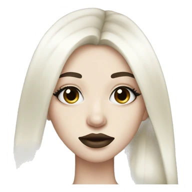 Pale girl with long black hair and big makeup lips sticker