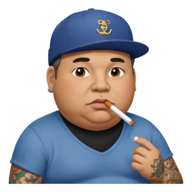 a fat dad with a cap and tattoos, with a cigarette in his mouth sticker