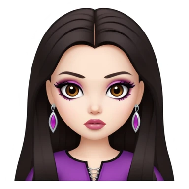 straight dark hair, pale skin, dark brown eyes, pretty bratz baddie sticker