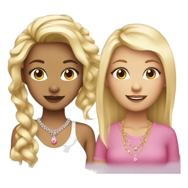 girls with long hair jewelry one has pink long bob one is blonde  sticker