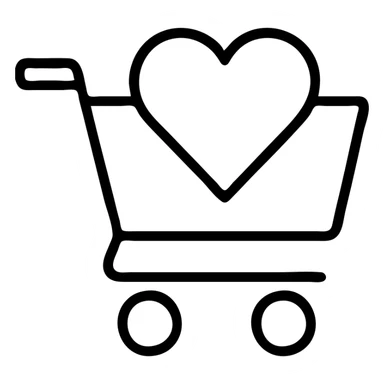 outlined shopping cart with a big heart inside sticker