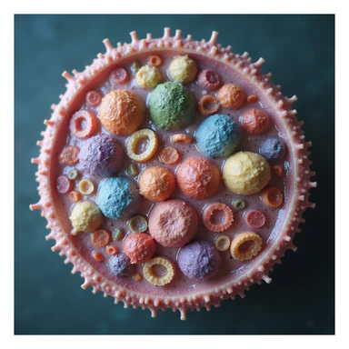 realistic bacteria cross-section, organelles and textures, educational style, photorealistic sticker