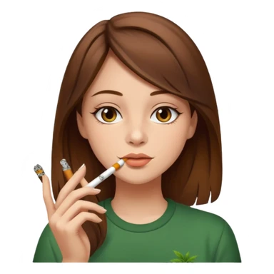 Brown hair girl smoking weed sticker