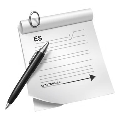 paper with a pen that says Estrategia Fiscal sticker