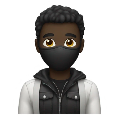 male, tall, black face mask, white skin, combat boots, sticker