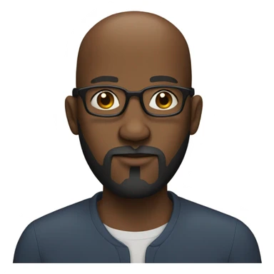 black man with a bald head, glasses, a beard, and a goatee hands over his face. sticker