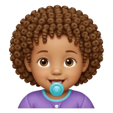 Bébé qui rigole métisse avec une tetiné dans la bouche et les cheveux bouclés  sticker