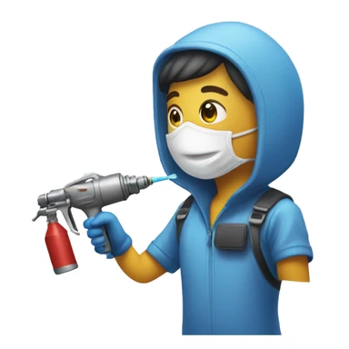 Person using spray gun painting an airplane  sticker