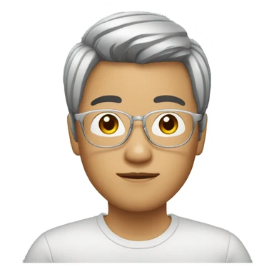 asian person medium shot hair wearing silver glasses sticker