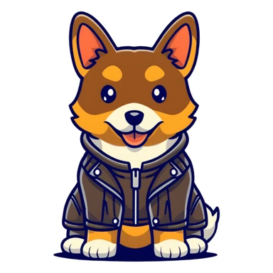 cool dog wearing leather jacket sticker
