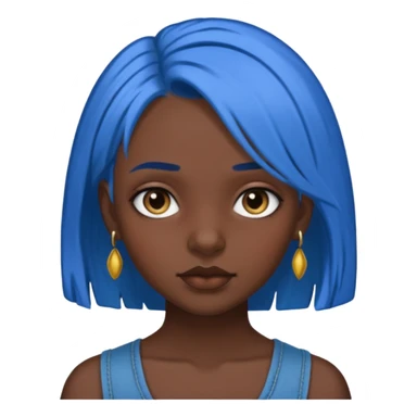 blue hair girl dark skin, old style art sticker