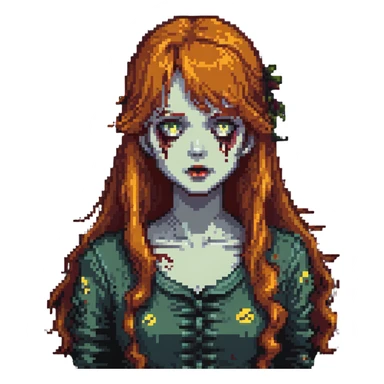 zombie girl with long ginger hair and bangs sticker