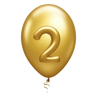 gold the number 2 shiny balloon sticker