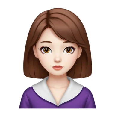 Pale girl with brown hair and Korean makeup and coquette clothing sticker