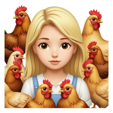 Blonde hair girl with chickens sticker