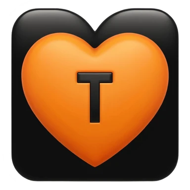 orange heart with the letter T in black in the centre sticker