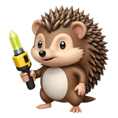 Hedgehog holding a taser sticker