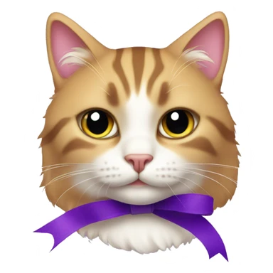 Cat with purple ribbon sticker
