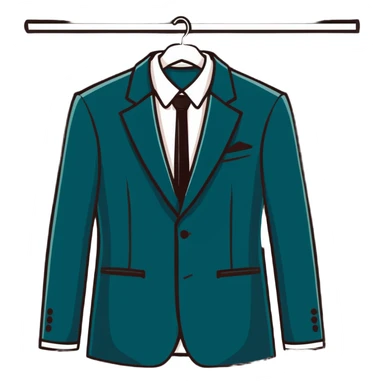 luxurious silk pale beige suit on hanger sticker