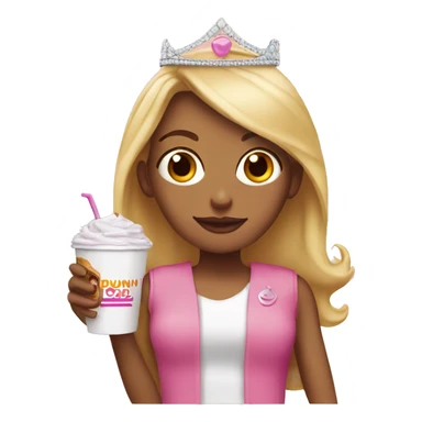 blonde girl with tiara and dunkin cup sticker