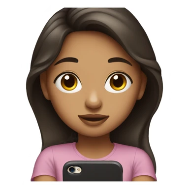 beautiful girl with dark brown hair sitting on her iphone sticker