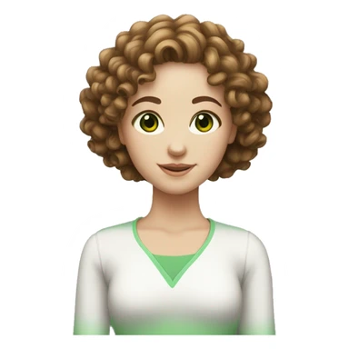White girl with curly brown hair and green eyes sticker