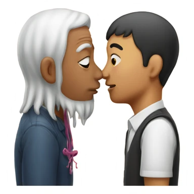 Squid kissing Asian man sticker