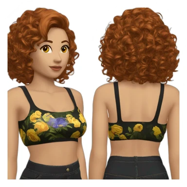 Rousse foncé crop top vert sticker