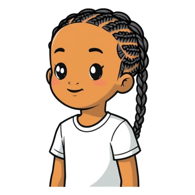 african american kid with a white tee and black braids sticker