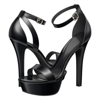 ultra realistic shiny black leather platform sandals sticker