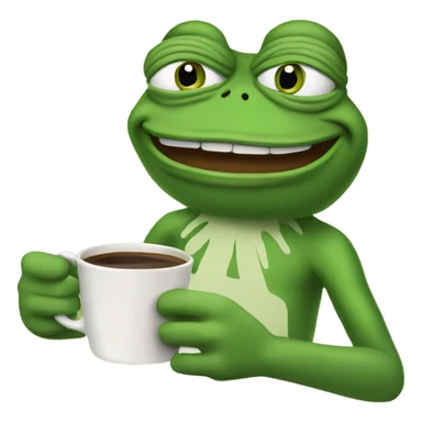 pepe the frog with a cup of coffee sticker