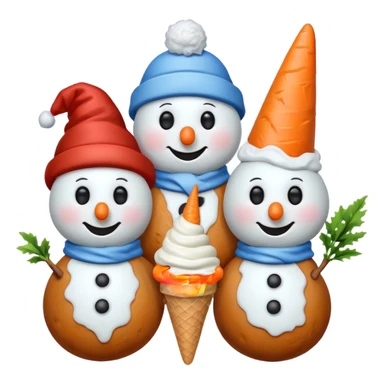 snowmen wearing cap with ice cream sticker
