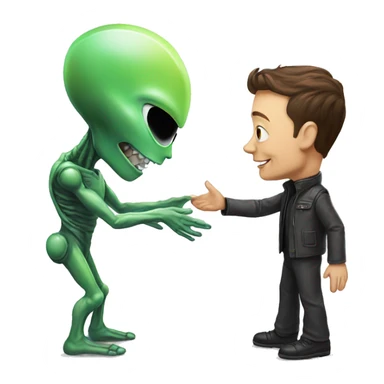 Alien and Elon Musk are shaking hands  sticker