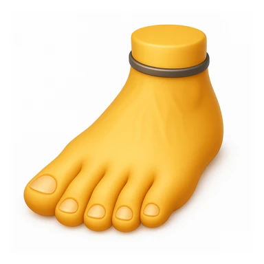 Create a foot emoji that looks exactly like the reference image, in iOS emoji style. The emoji should be 3D, shiny, with smooth gradients, soft shadows, realistic shape, and a friendly emoji look. Add a subtle highlight to the toes. sticker