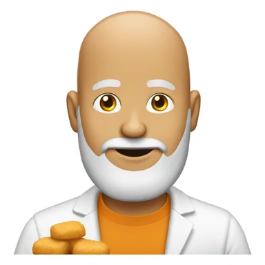 Bald man with beard eating chicken nuggets sticker