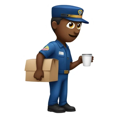 Mailman carrying a coffee sticker