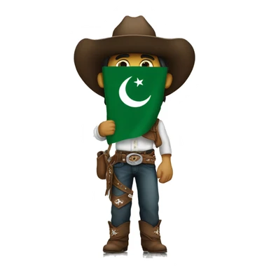 Cowboy holding Pakistan flag sticker