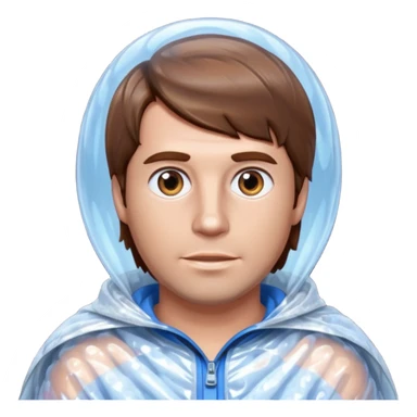 Brown haired man wrapped in bubble wrap sticker