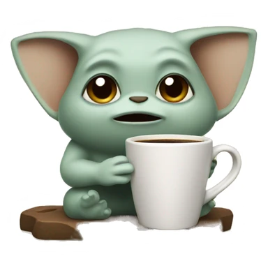 grogu drinking coffee sticker