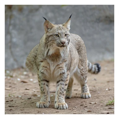 Create a realistic full body image of a lynx in a natural pose with detailed fur. Use a neutral background to emphasize the natural and lifelike appearance of the lynx. sticker